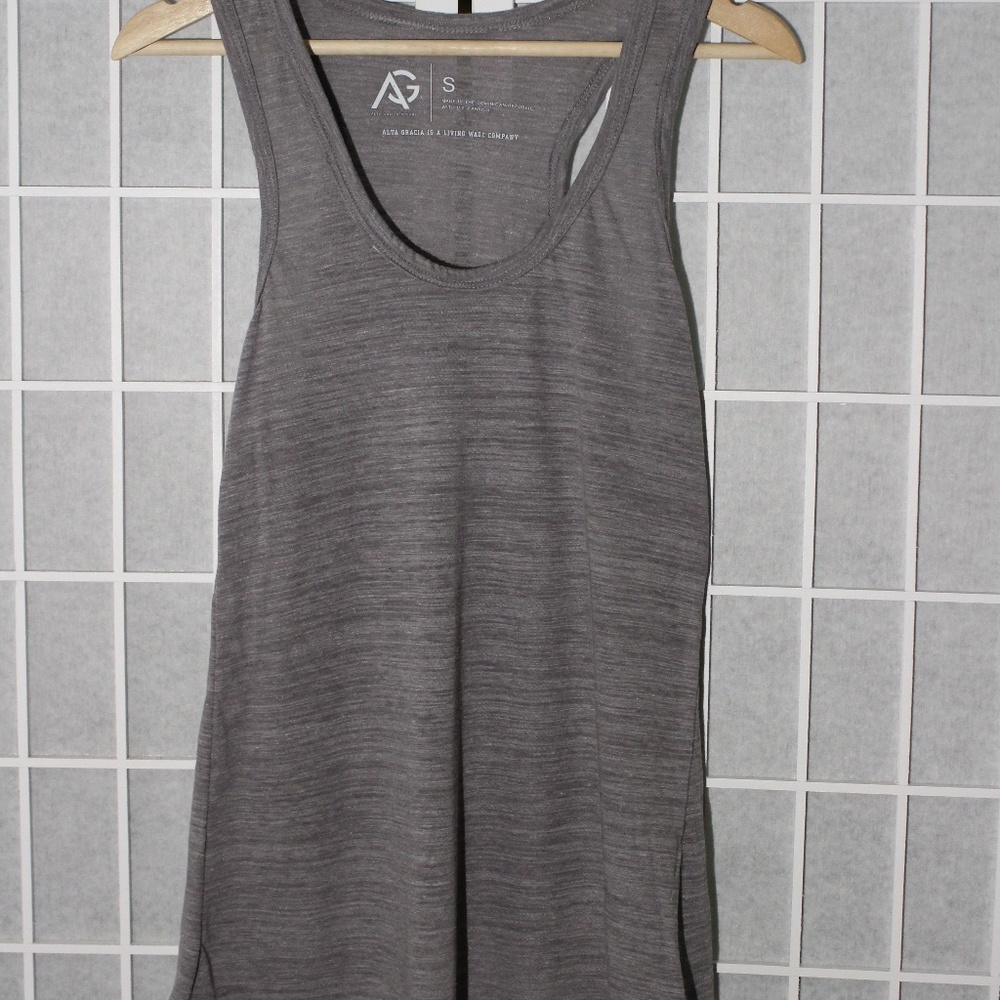 Women's GRAY split back trebled jersey tank (LAA18